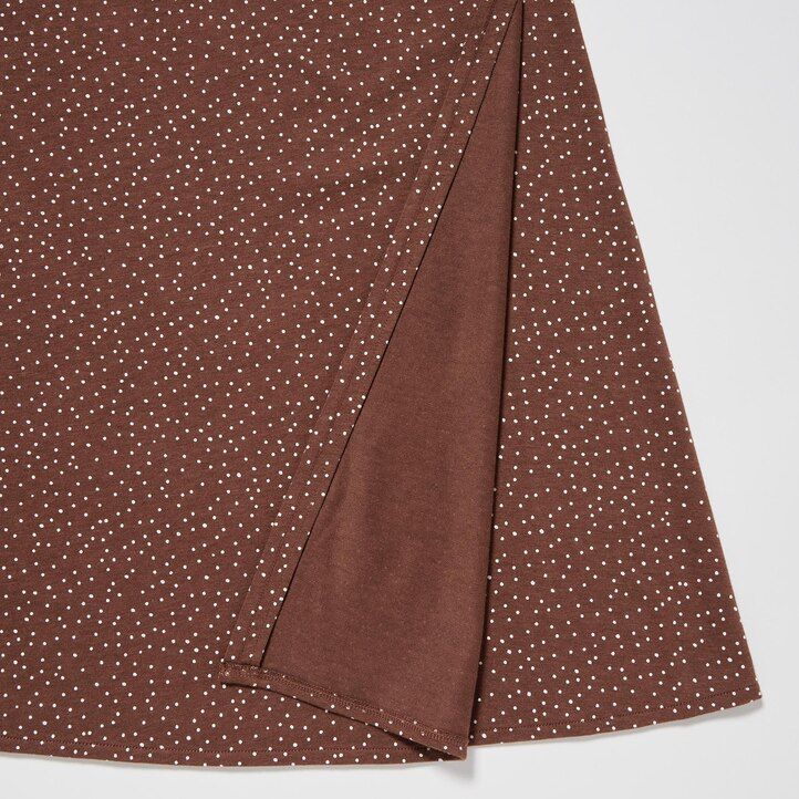 Brown Uniqlo Printed Long Sleeved Wrap Dress | GDUVH-2641