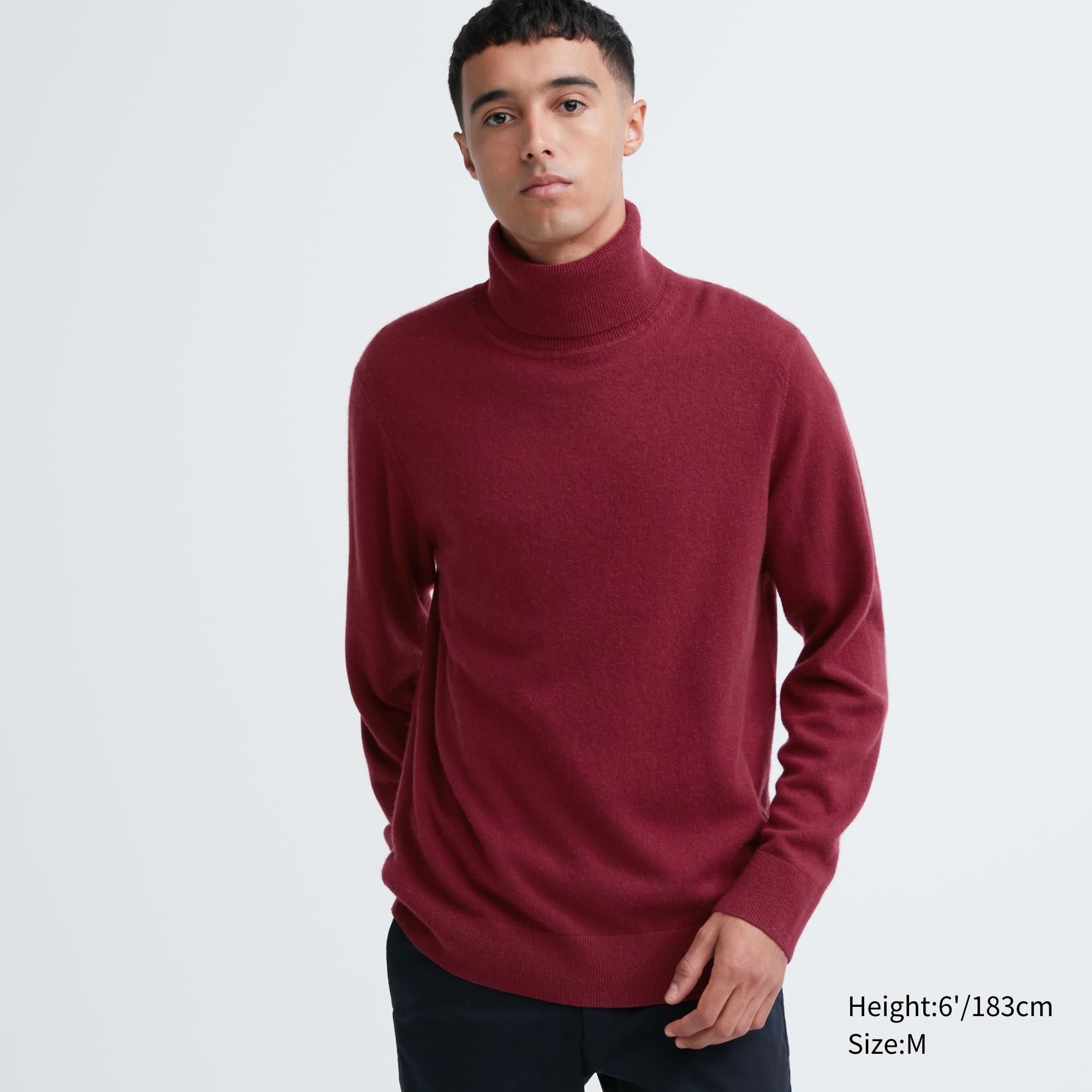 Burgundy Uniqlo 100pct Cashmere Turtleneck Jumper | BFYOJ-5918