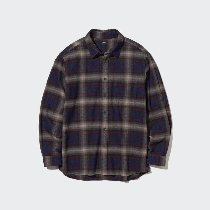 Burgundy Uniqlo Flannel Regular Fit Checked Shirt Regular Collar | DFUTC-1480