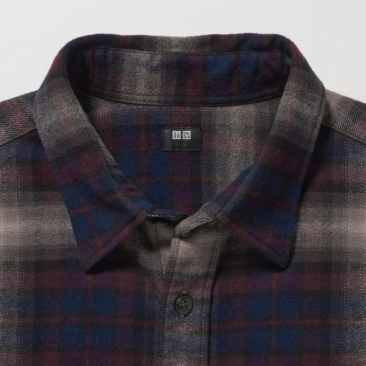 Burgundy Uniqlo Flannel Regular Fit Checked Shirt Regular Collar | DFUTC-1480