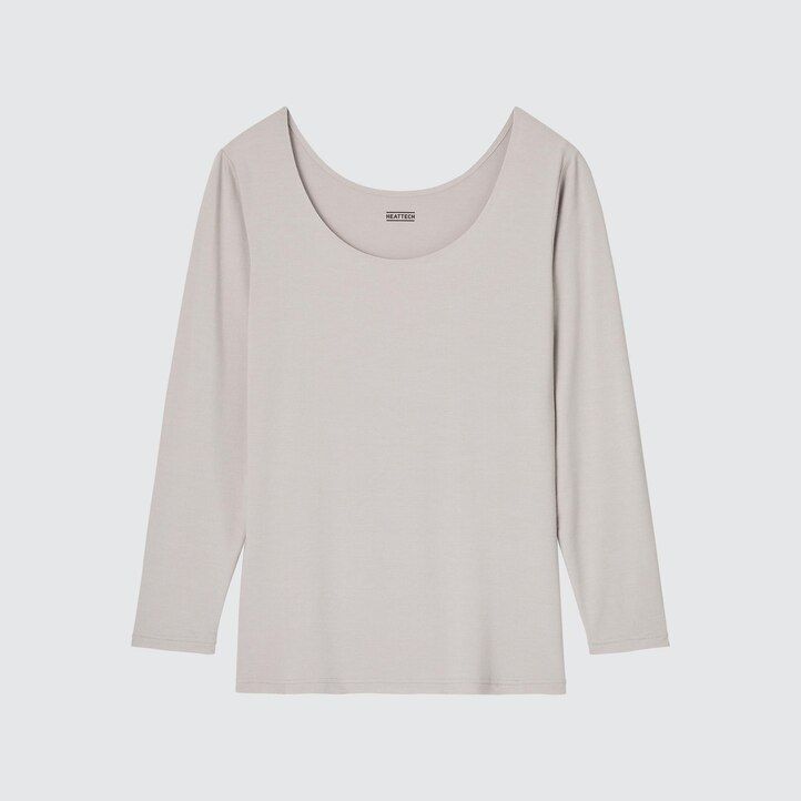 Burgundy Uniqlo Heattech Scoop Neck Long Sleeved Thermal Top | UPCNS-3281
