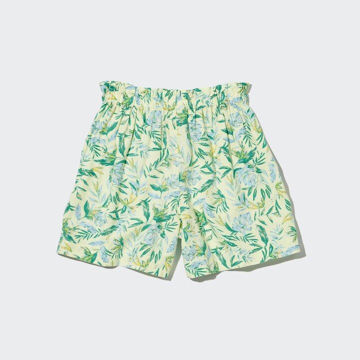Cream Uniqlo Girls Linen Blend Flower Print Easy Shorts | JEPOK-8927