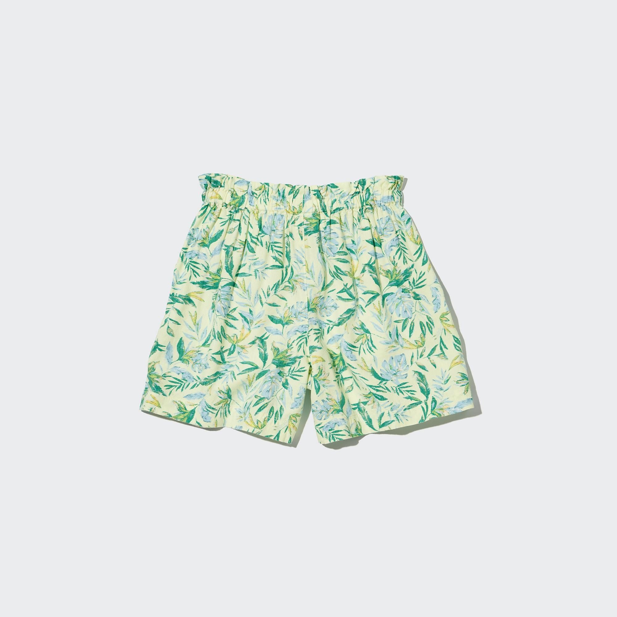 Cream Uniqlo Girls Linen Blend Flower Print Easy Shorts | JEPOK-8927