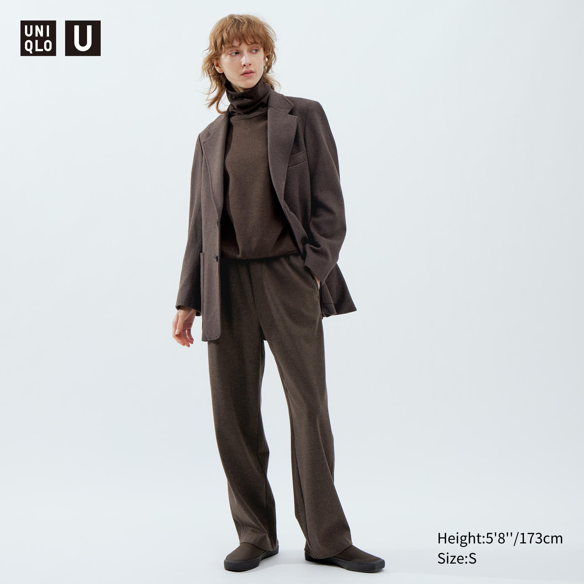 Dark Brown Uniqlo Brushed Jersey Trousers | JRNKQ-7946
