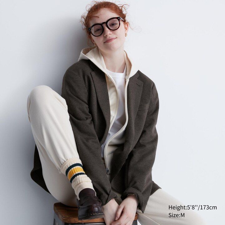 Dark Brown Uniqlo Comfort Patterned Blazer Jacket | HECIU-1437