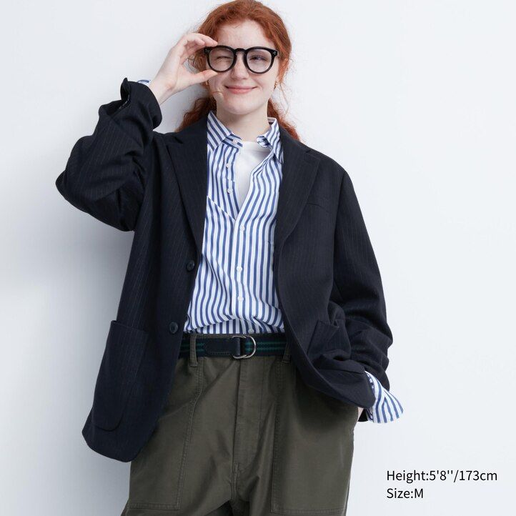 Dark Brown Uniqlo Comfort Patterned Blazer Jacket | HECIU-1437