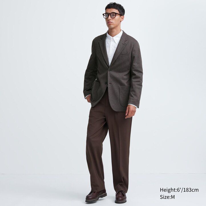 Dark Brown Uniqlo Comfort Patterned Blazer Jacket | HECIU-1437