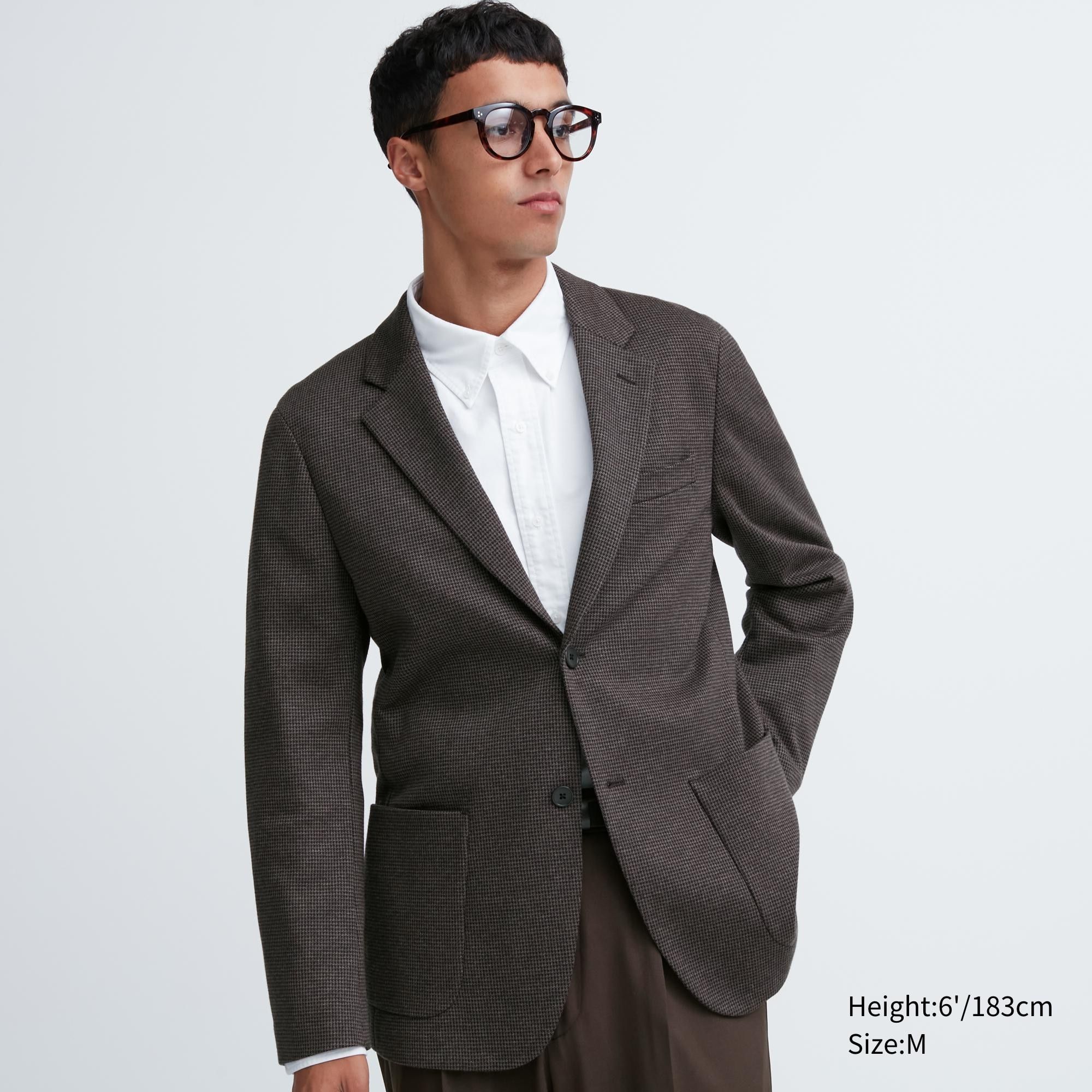 Dark Brown Uniqlo Comfort Patterned Blazer Jacket | HECIU-1437