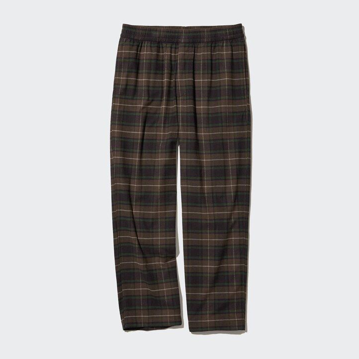 Dark Brown Uniqlo Flannel Easy Patterned Ankle Length Trousers | OQTDP-6708