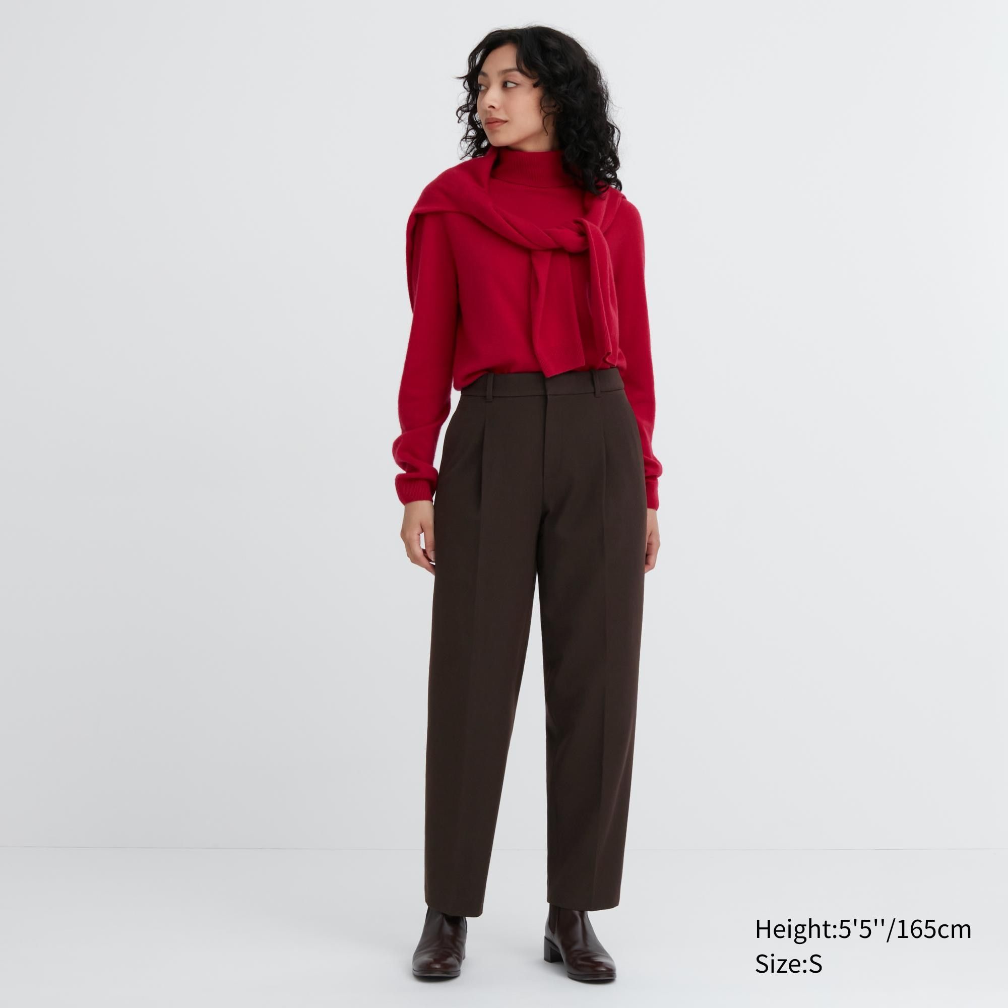 Dark Brown Uniqlo Heattech Pleated Trousers | DPYXA-2530