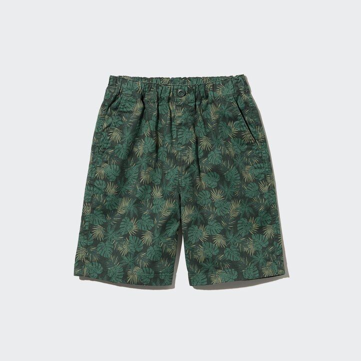 Dark Green Uniqlo Cotton Stretch Printed Easy Shorts | ECSHG-7415
