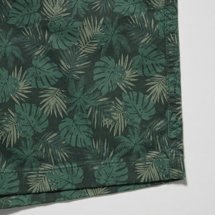Dark Green Uniqlo Cotton Stretch Printed Easy Shorts | ECSHG-7415