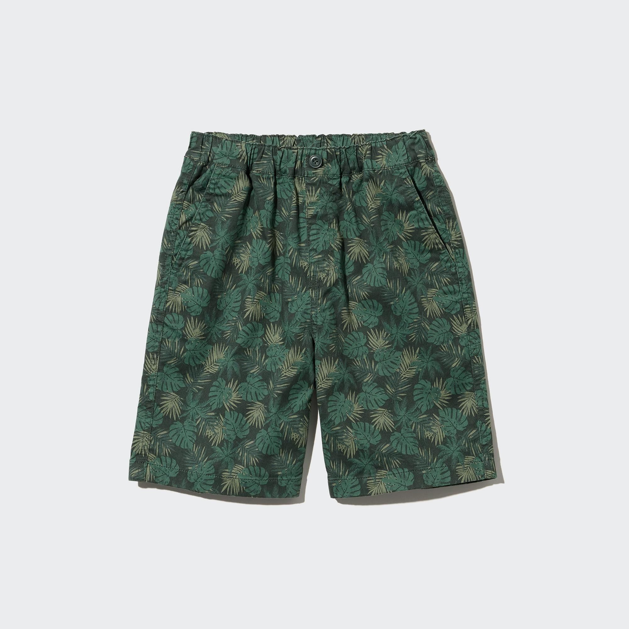 Dark Green Uniqlo Cotton Stretch Printed Easy Shorts | ECSHG-7415