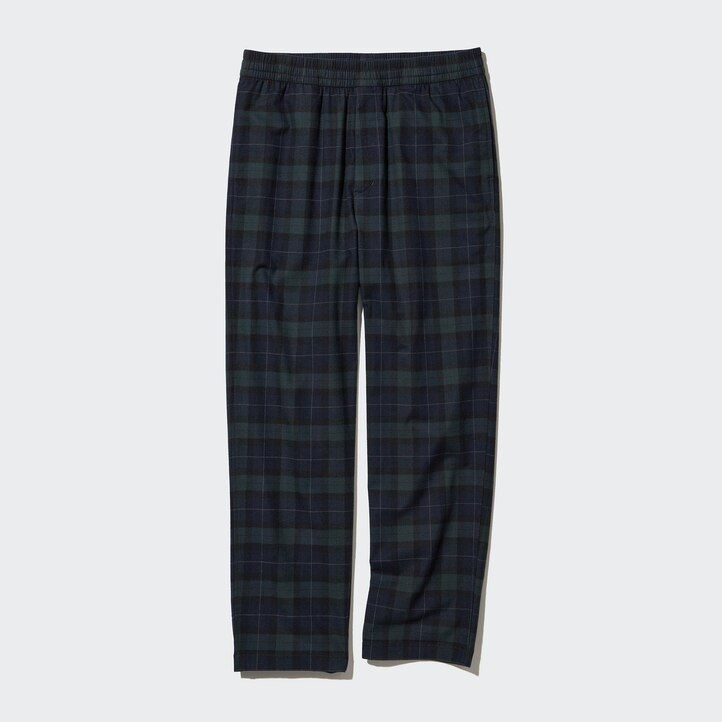 Dark Green Uniqlo Flannel Easy Patterned Ankle Length Trousers | IWCTA-7489