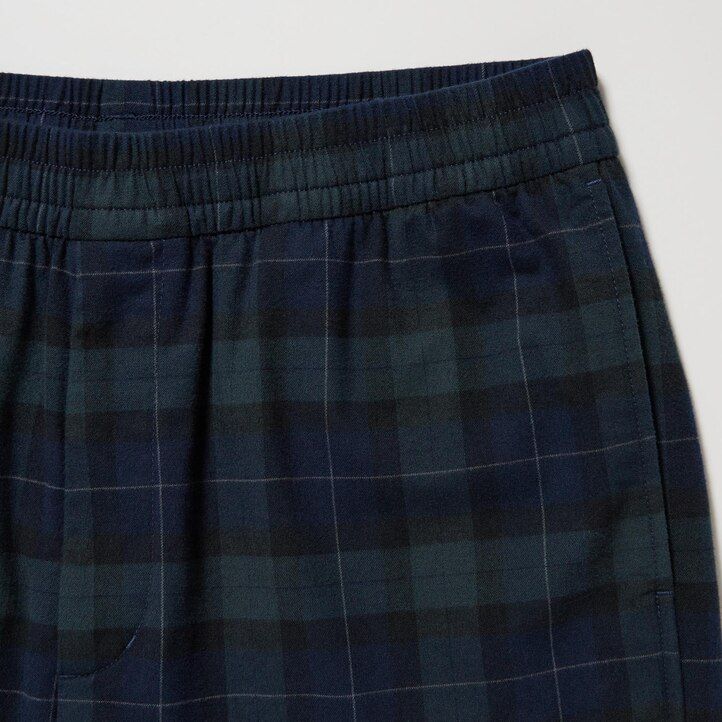 Dark Green Uniqlo Flannel Easy Patterned Ankle Length Trousers | IWCTA-7489