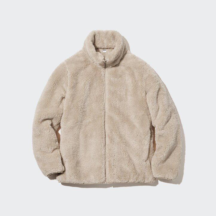 Dark Green Uniqlo Fluffy Fleece Zipped Jacket | UCJNG-1592