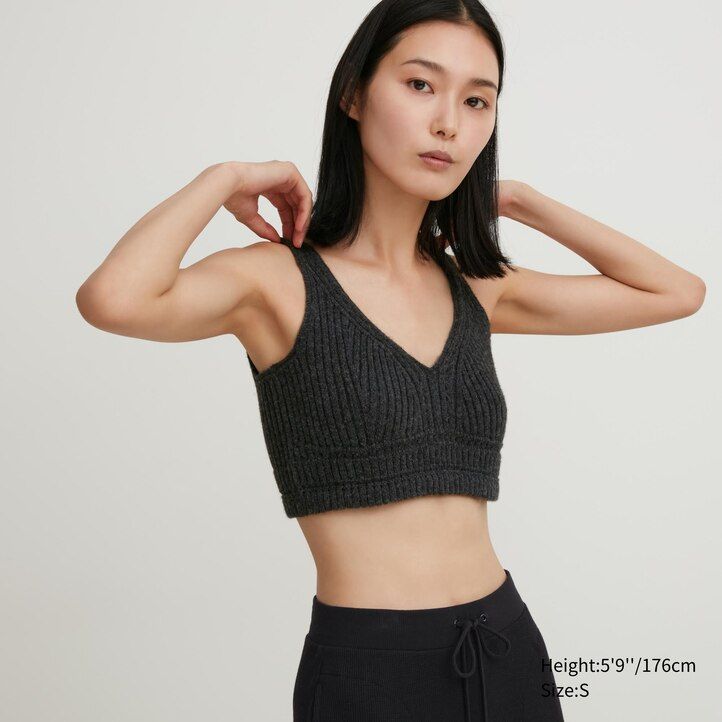 Dark Grey Uniqlo 3d Knit Seamless Ribbed Bra | EDKBT-0147