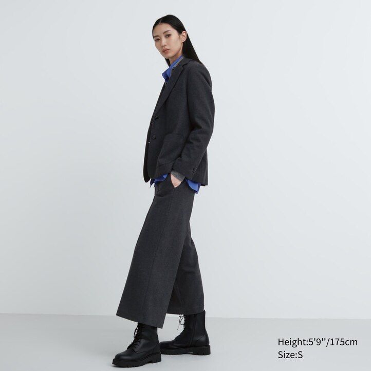 Dark Grey Uniqlo Brushed Jersey Cropped Fit Trousers | JTBKO-1934