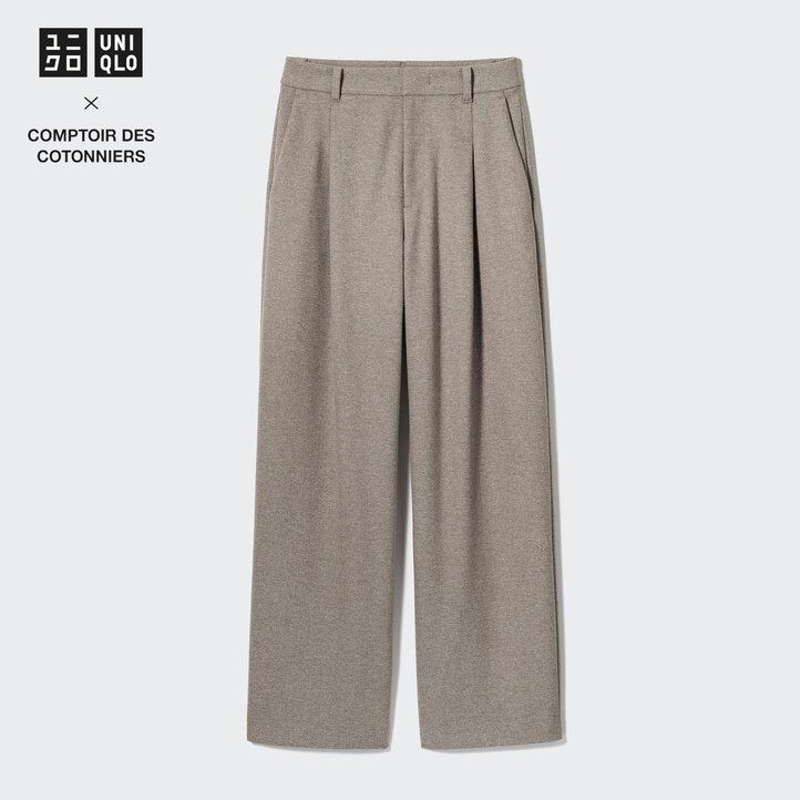 Dark Grey Uniqlo Brushed Jersey Pleated Wide Leg Trousers Short | JAKHO-8750