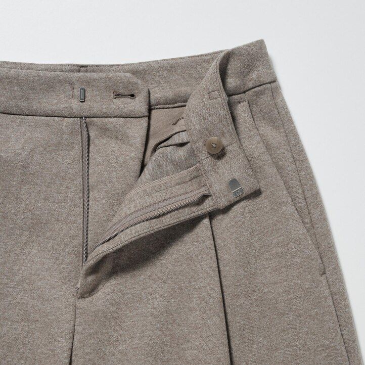 Dark Grey Uniqlo Brushed Jersey Pleated Wide Leg Trousers Short | JAKHO-8750