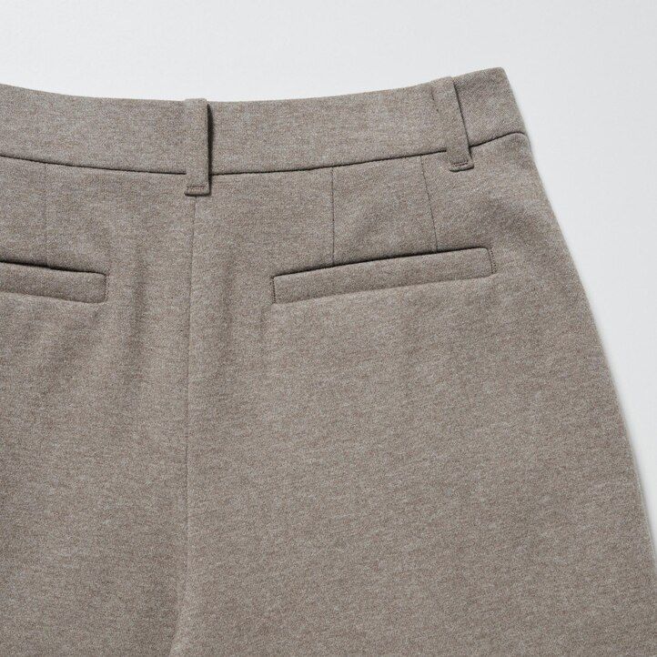 Dark Grey Uniqlo Brushed Jersey Pleated Wide Leg Trousers Short | JAKHO-8750