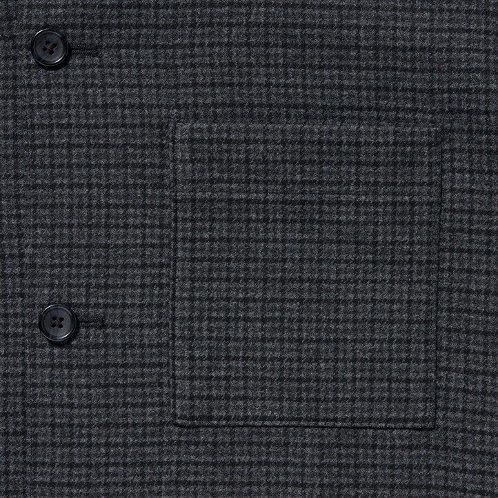 Dark Grey Uniqlo Brushed Twill Checked Long Sleeved Overshirt | THWRU-2317