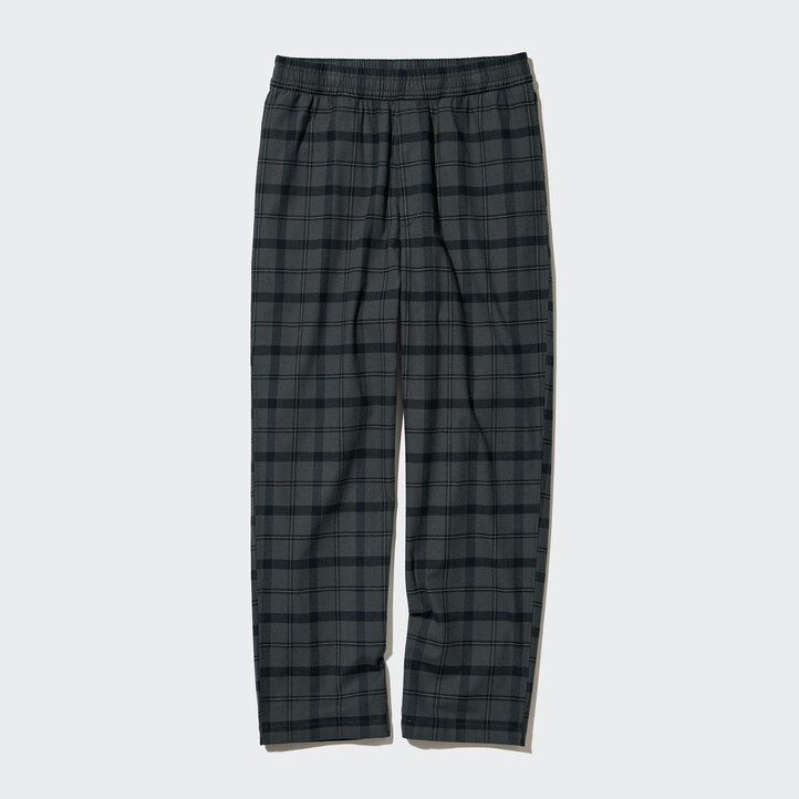 Dark Grey Uniqlo Flannel Easy Patterned Ankle Length Trousers | BHKGI-8930