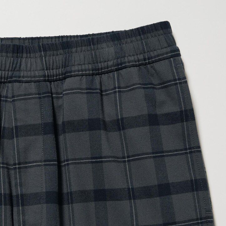 Dark Grey Uniqlo Flannel Easy Patterned Ankle Length Trousers | BHKGI-8930