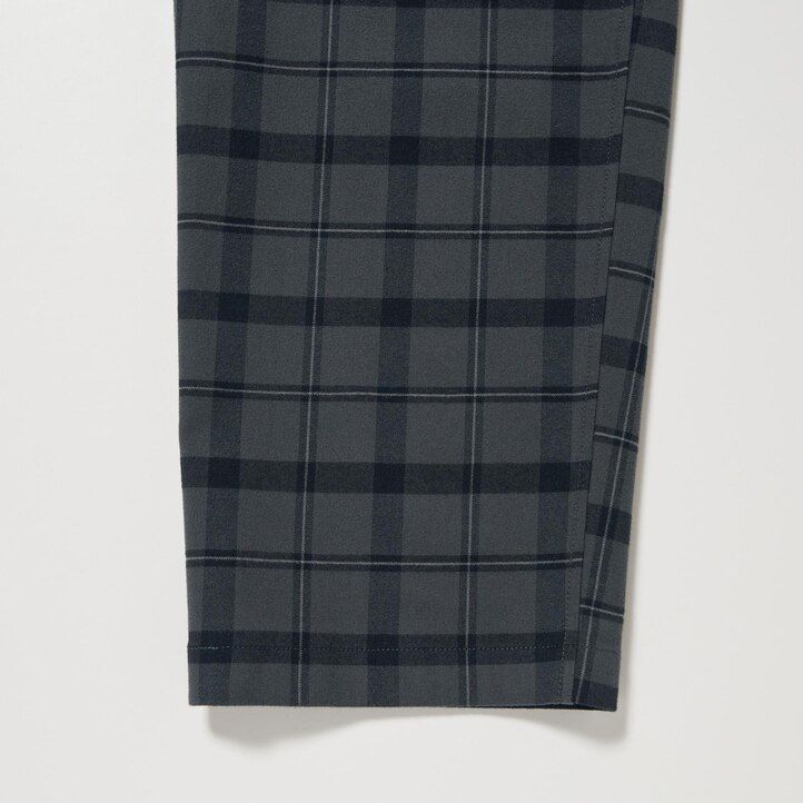 Dark Grey Uniqlo Flannel Easy Patterned Ankle Length Trousers | BHKGI-8930