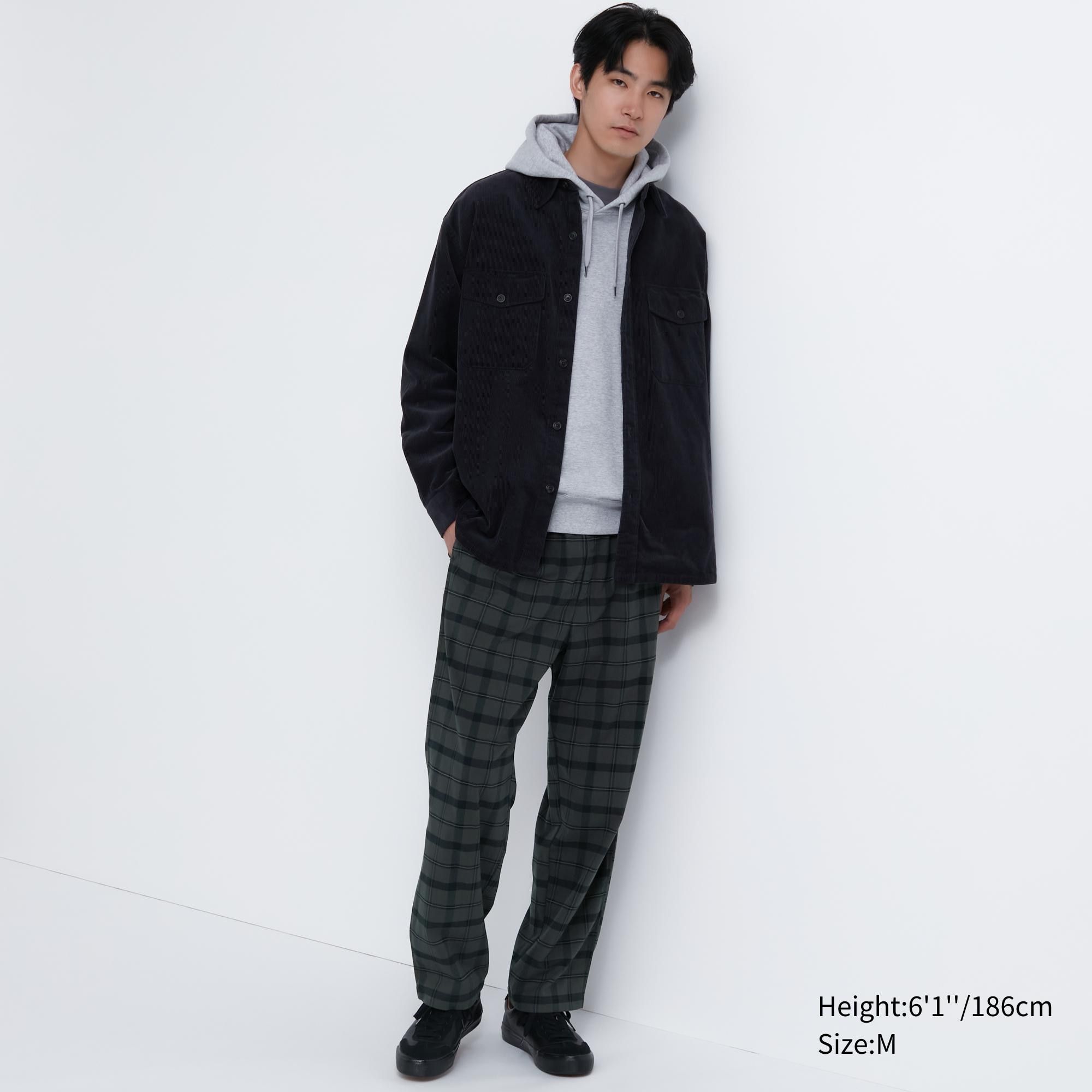 Dark Grey Uniqlo Flannel Easy Patterned Ankle Length Trousers | BHKGI-8930