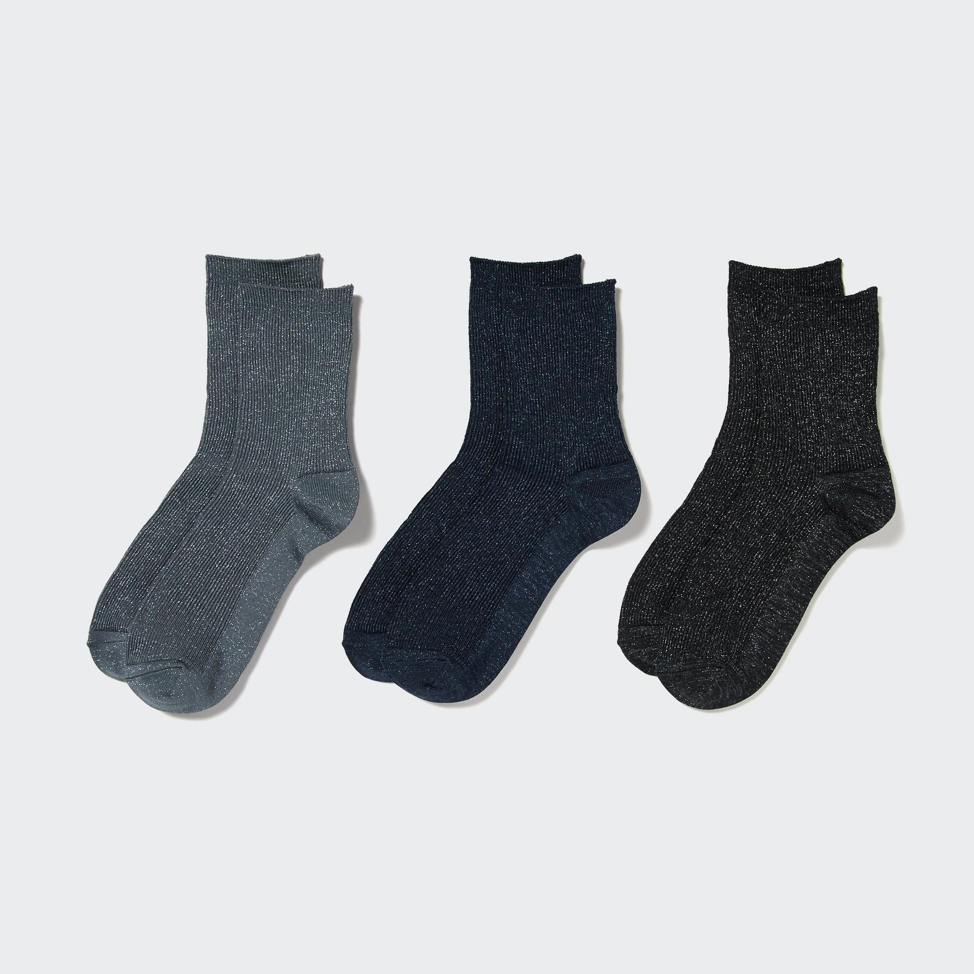 Dark Grey Uniqlo Glitter Socks Three Pairs | PRHNI-5306