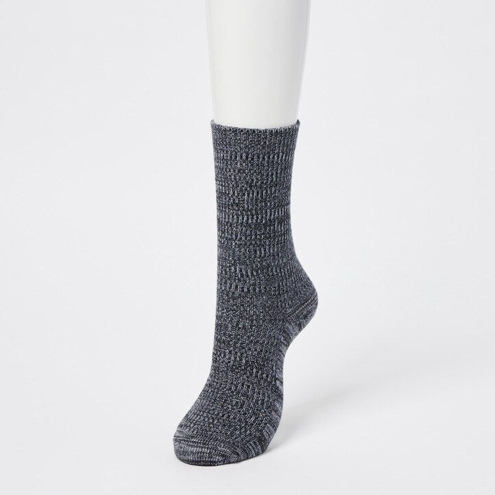 Dark Grey Uniqlo Heattech Slub Yarn Thermal Socks | KEOXM-9301