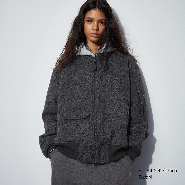 Dark Grey Uniqlo Heattech Warm Padded Short Blouson Jacket | SIOUW-2647