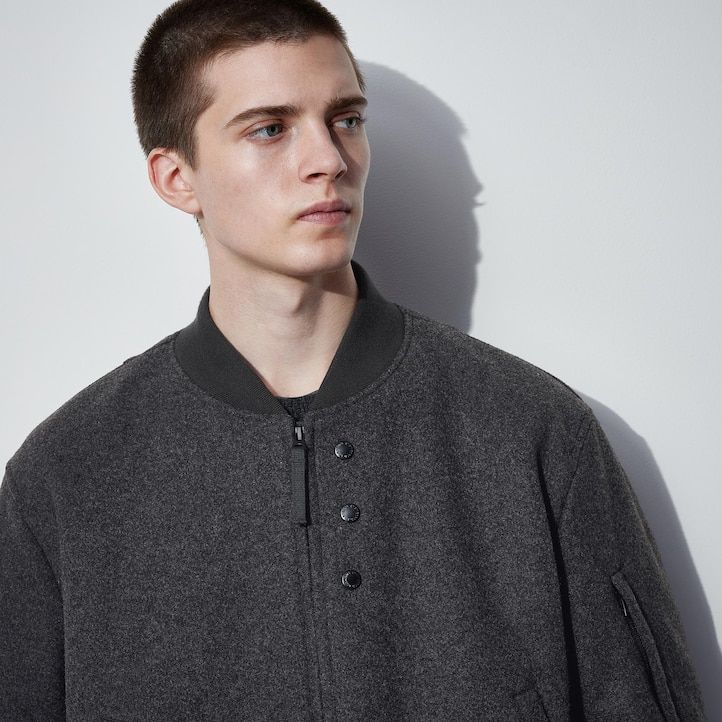 Dark Grey Uniqlo Heattech Warm Padded Short Blouson Jacket | SIOUW-2647