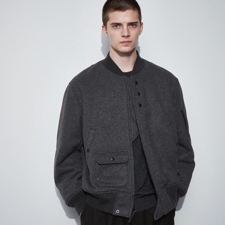 Dark Grey Uniqlo Heattech Warm Padded Short Blouson Jacket | SIOUW-2647
