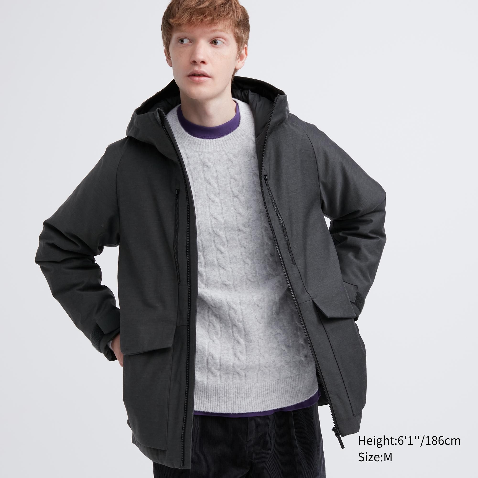Dark Grey Uniqlo Hybrid Down 3d Cut Parka | KJTZR-3016
