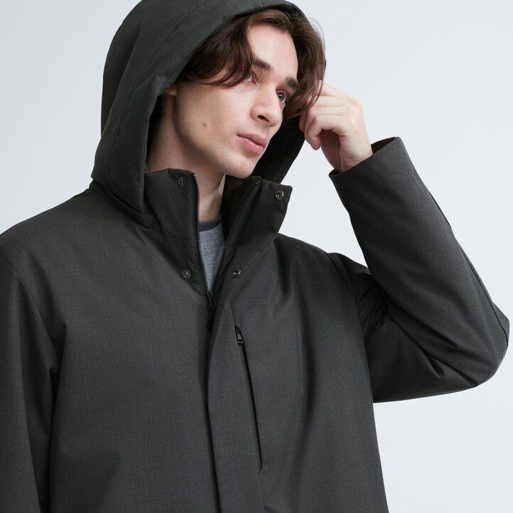 Dark Grey Uniqlo Hybrid Down Coat | ACWTF-8259