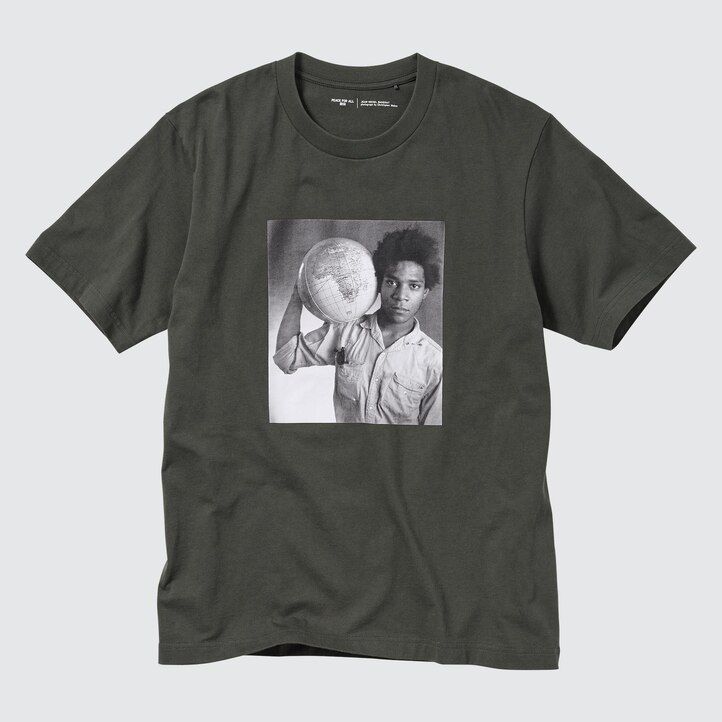Dark Grey Uniqlo Peace For All Graphic T-Shirt Jean Michel Basquiat And Christopher Makos | OQBYZ-8513