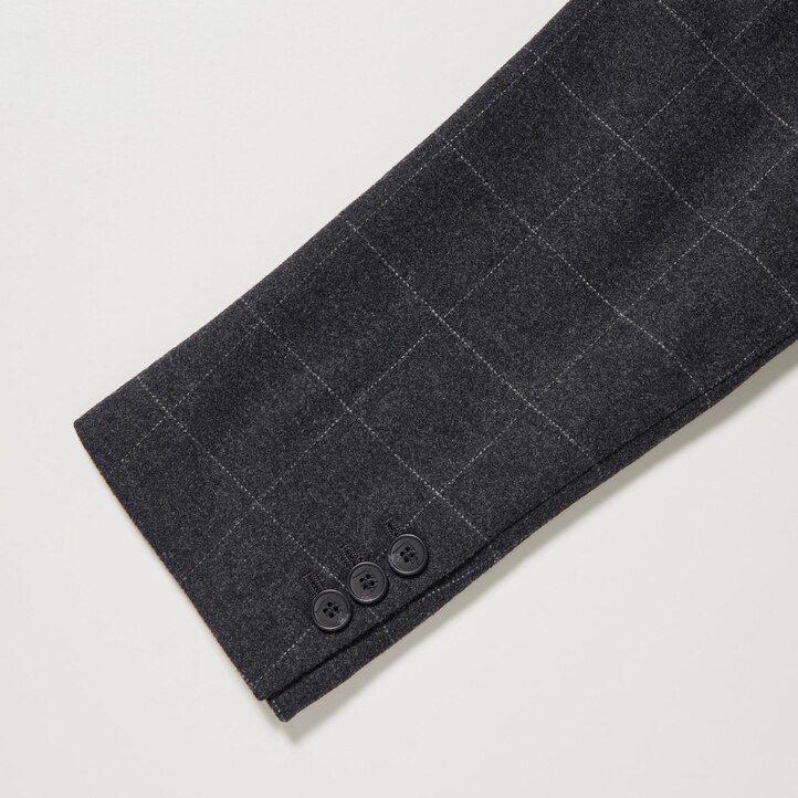 Dark Grey Uniqlo Single Breasted Checked Jacket | AXCWP-2548