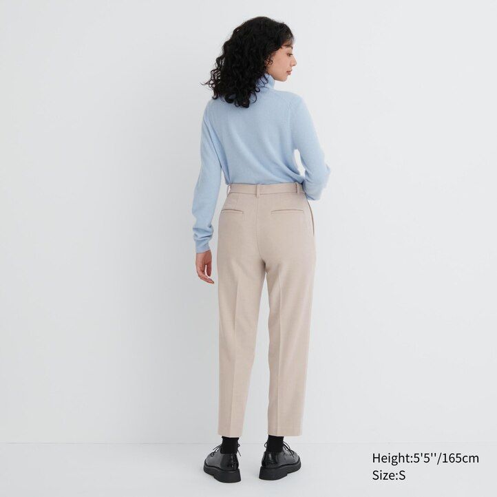 Dark Grey Uniqlo Smart Brushed Herringbone Ankle Length Trousers | CSARJ-5792