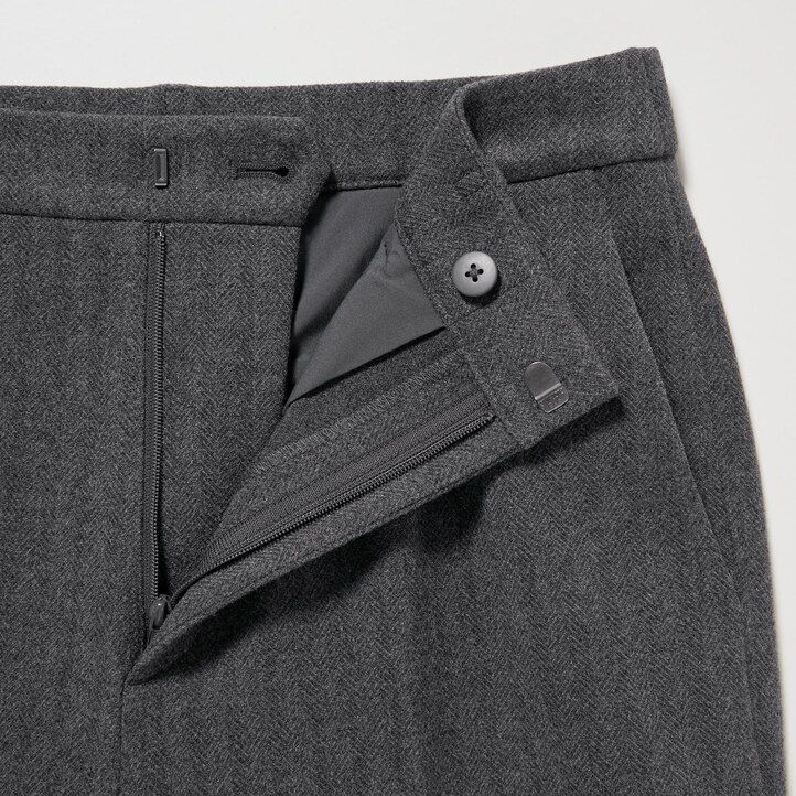 Dark Grey Uniqlo Smart Brushed Herringbone Ankle Length Trousers | CSARJ-5792