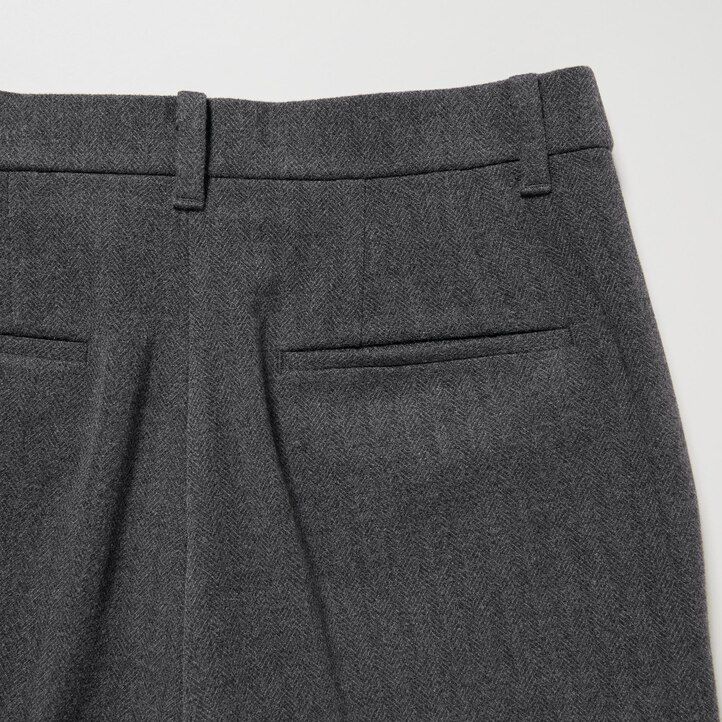 Dark Grey Uniqlo Smart Brushed Herringbone Ankle Length Trousers | CSARJ-5792