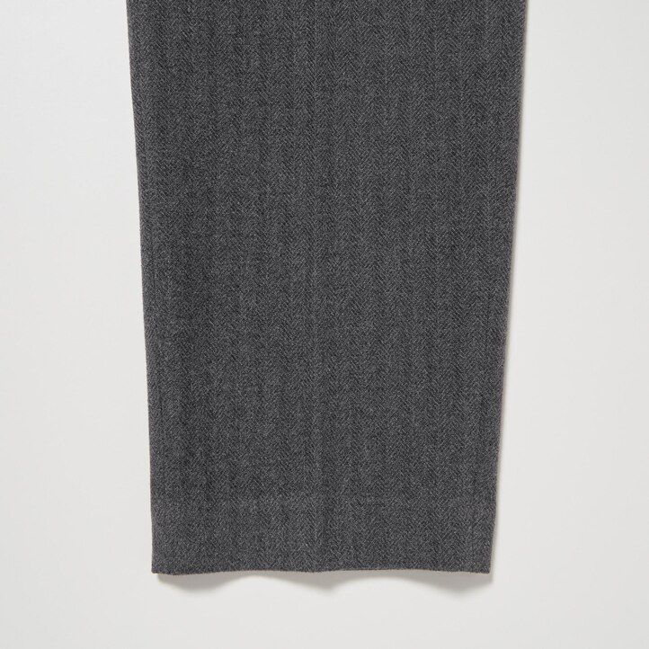 Dark Grey Uniqlo Smart Brushed Herringbone Ankle Length Trousers | CSARJ-5792
