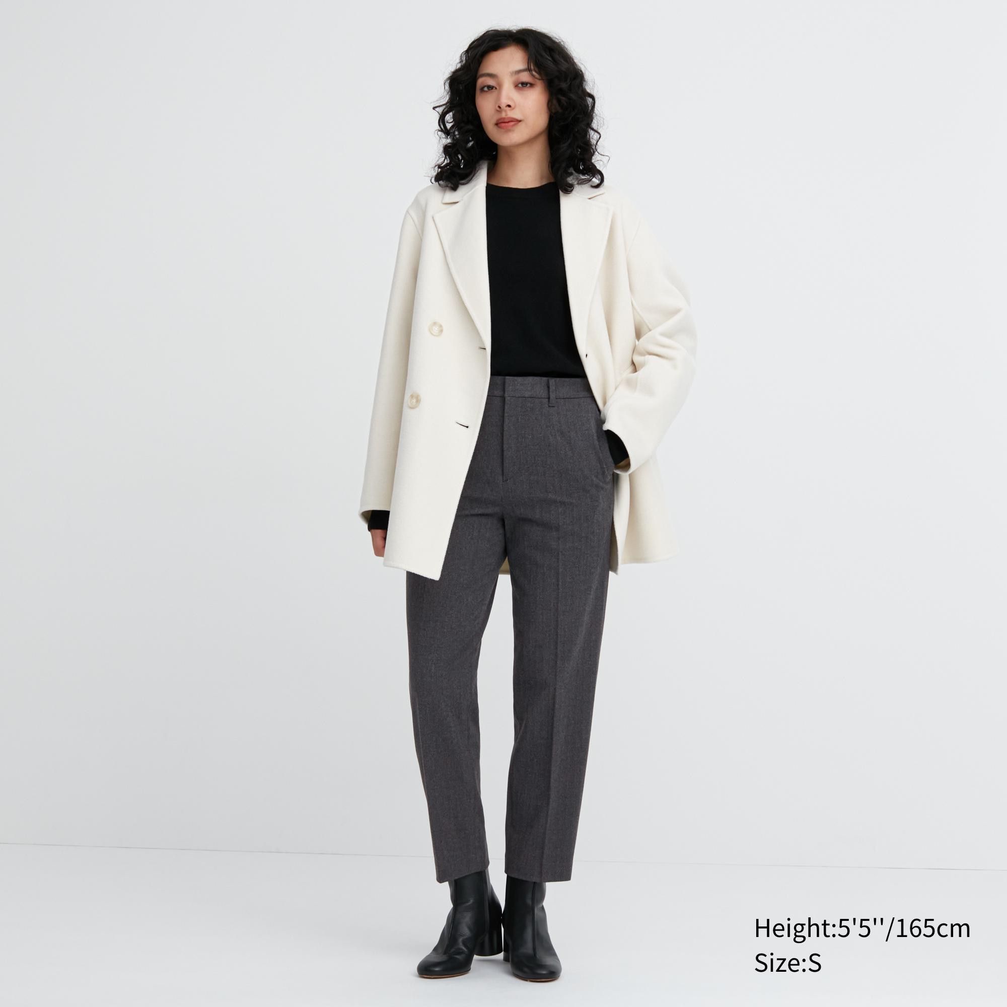 Dark Grey Uniqlo Smart Brushed Herringbone Ankle Length Trousers | CSARJ-5792