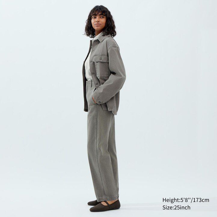 Dark Grey Uniqlo Straight Leg Jeans | KMQYJ-2630