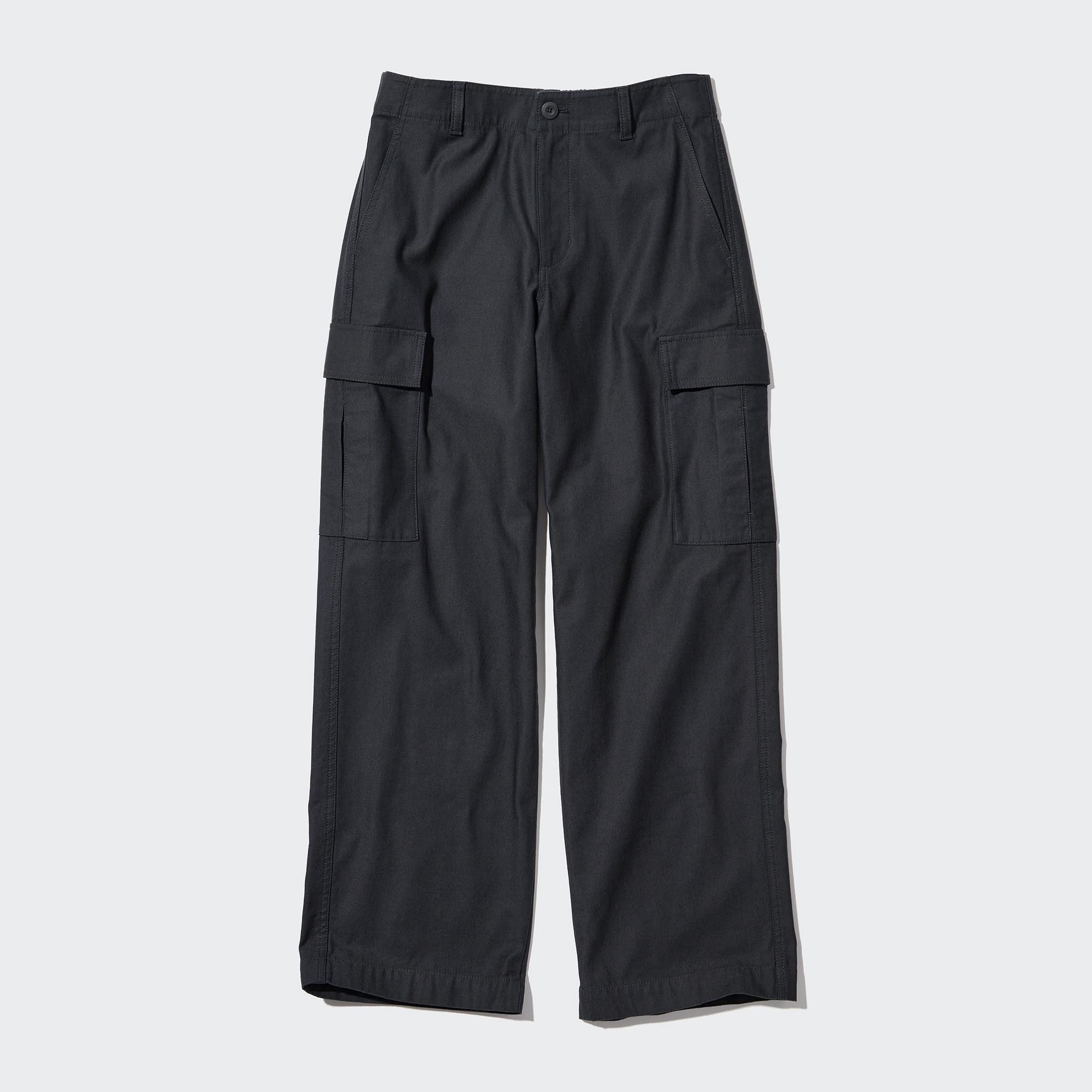 Dark Grey Uniqlo Wide Straight Leg Cargo Trousers Long | PGFJB-4862