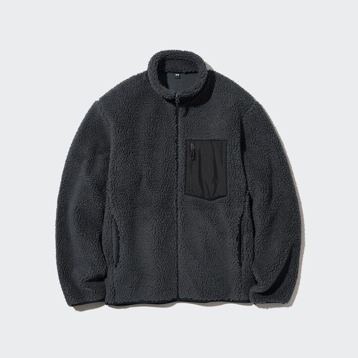 Dark Grey Uniqlo Windproof Outer Fleece Jacket | MDKLE-0329
