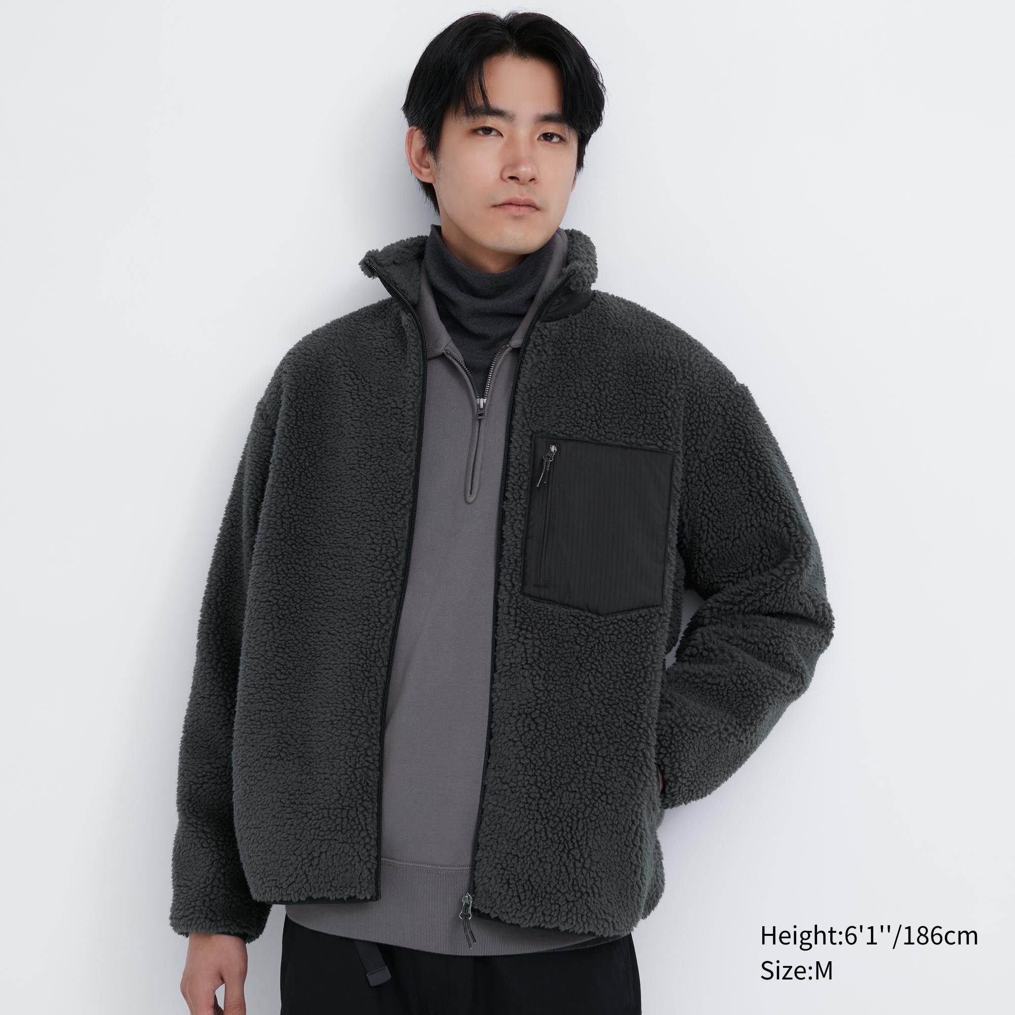 Dark Grey Uniqlo Windproof Outer Fleece Jacket | MDKLE-0329