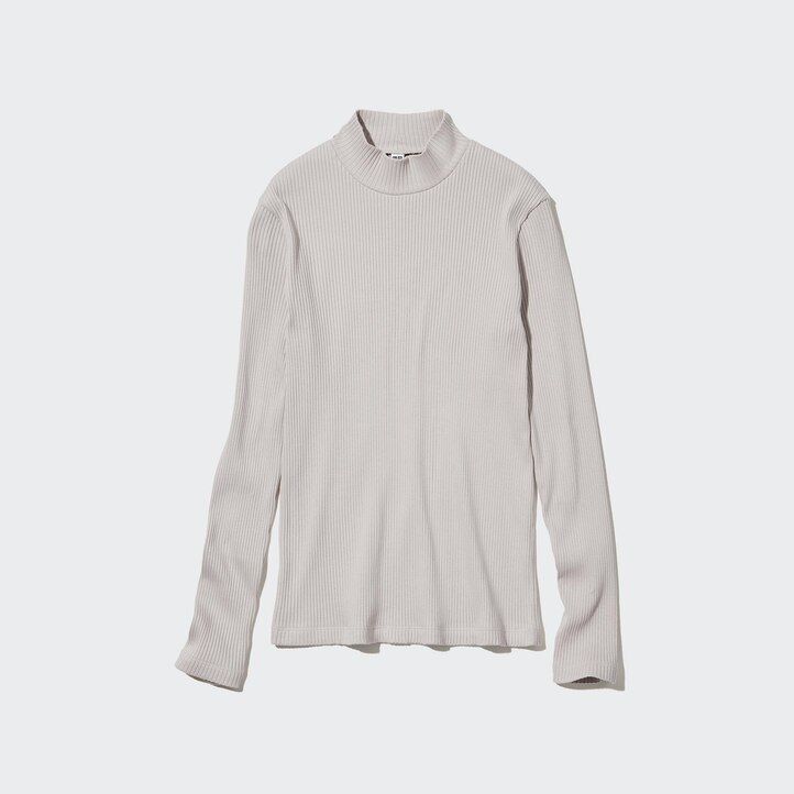 Dark Orange Uniqlo Ribbed High Neck Long Sleeved T-Shirt | WSVMZ-1274