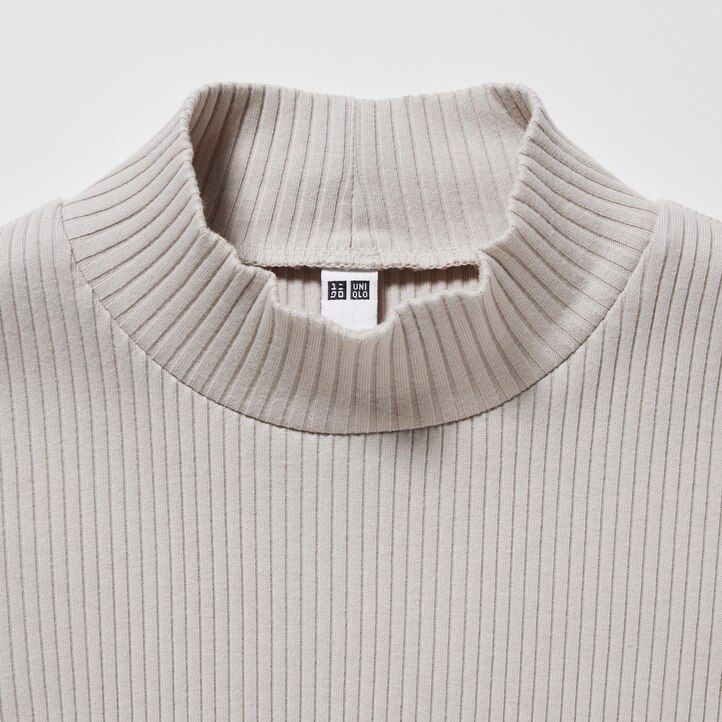 Dark Orange Uniqlo Ribbed High Neck Long Sleeved T-Shirt | WSVMZ-1274